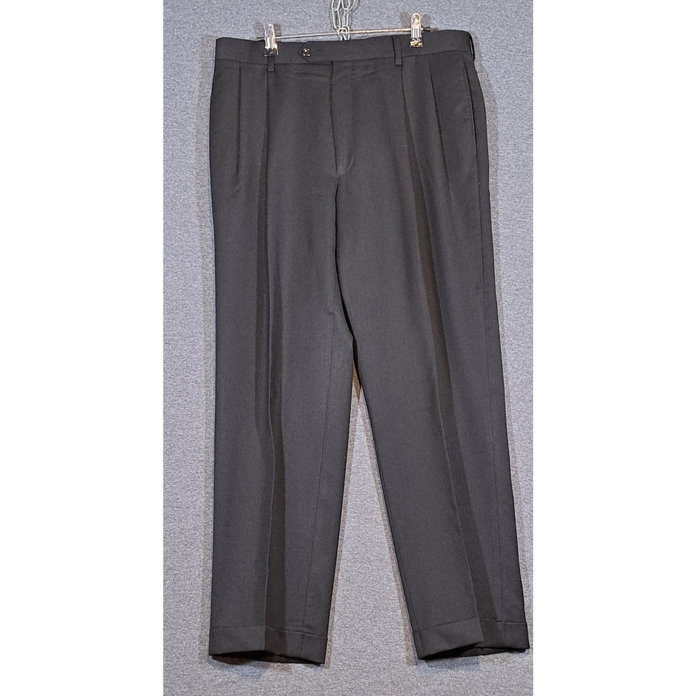 Jos A Bank Executive Collection Mens Black Pleated Cuffed Dress Pants 34x30
